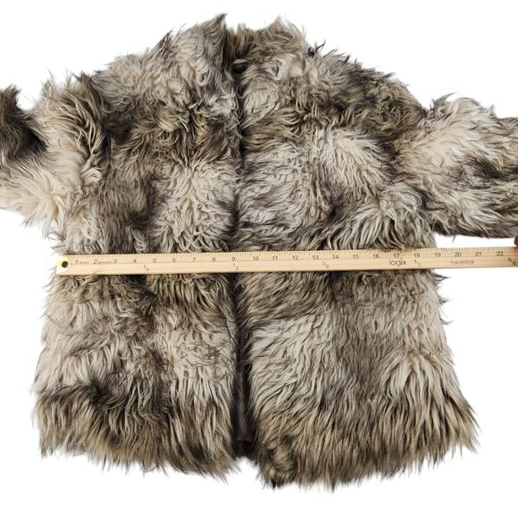 Faux Fur Bomber Coat Womens Medium Brown Fuzzy Fluffy Jacket Thick Preppy NWT - Picture 12 of 15